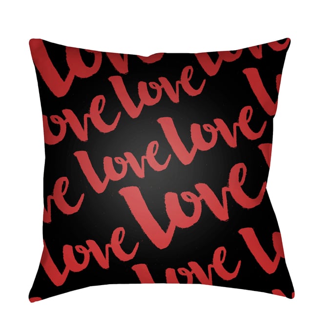 Livabliss Love Jet Black Off White Brick Mocha Onyx Accent Pillow Cover - 18x18 HEART009-1818