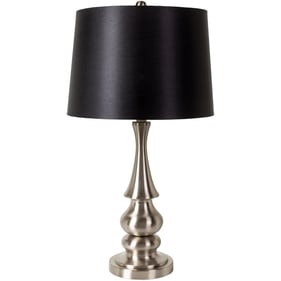 Livabliss Haines Metallic Nickel Black White Accent Table Lamp