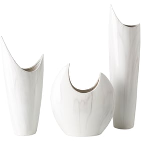 Livabliss Hamilton White Charcoal 3pc Vase Set