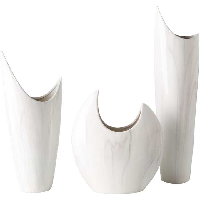 Livabliss Hamilton White Charcoal 3pc Vase Set HMI001-SET