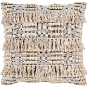 Livabliss Helena Light Beige Cream Black Down Accent Pillow - 18x18