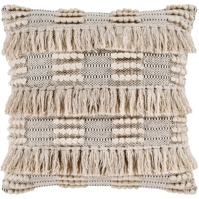 Livabliss Helena Light Beige Cream Black Down Accent Pillow - 20x20 HNA001-2020D