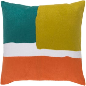 Livabliss Harvey Burnt Orange White Teal Poly Accent Pillow - 20x20