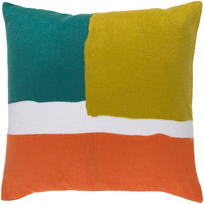 Livabliss Harvey Burnt Orange White Teal Poly Accent Pillow - 20x20 HV004-2020P