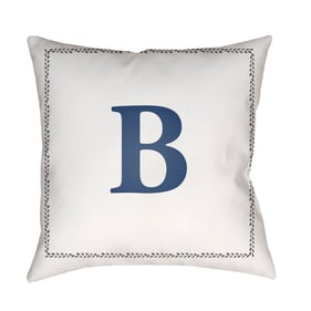 Livabliss Initials Off White Light Silver B Accent Pillow Cover - 18x18