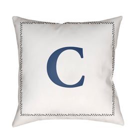 Livabliss Initials Off White Light Silver C Accent Pillow Cover - 18x18