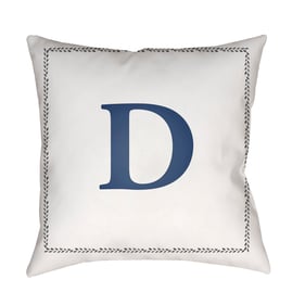 Livabliss Initials Off White Light Silver D Accent Pillow Cover - 20x20