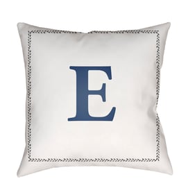 Livabliss Initials Off White Light Silver E Accent Pillow Cover - 18x18