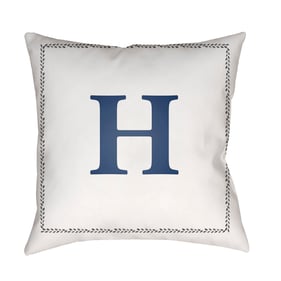 Livabliss Initials Off White Light Silver H Accent Pillow Cover - 18x18