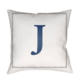 Livabliss Initials Off White Light Silver J Accent Pillow Cover - 20x20