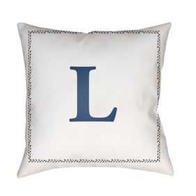 Livabliss Initials Off White Light Silver L Accent Pillow Cover - 18x18