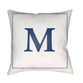 Livabliss Initials Off White Light Silver M Accent Pillow Cover - 18x18