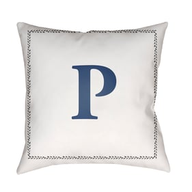 Livabliss Initials Off White Light Silver P Accent Pillow Cover - 20x20