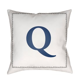 Livabliss Initials Off White Light Silver Q Accent Pillow Cover - 18x18