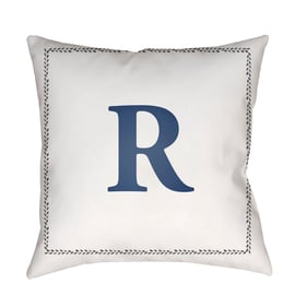 Livabliss Initials Off White Light Silver R Accent Pillow Cover - 18x18