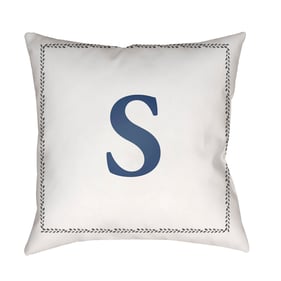 Livabliss Initials Off White Light Silver S Accent Pillow Cover - 18x18