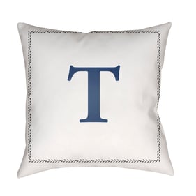 Livabliss Initials Off White Light Silver T Accent Pillow Cover - 18x18