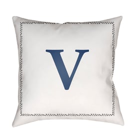 Livabliss Initials Off White Light Silver V Accent Pillow Cover - 20x20