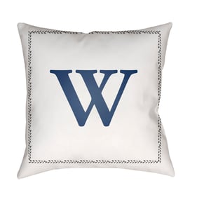 Livabliss Initials Off White Light Silver W Accent Pillow Cover - 18x18