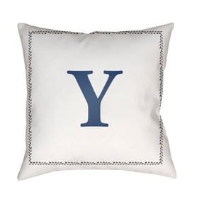 Livabliss Initials Off White Light Silver Y Accent Pillow Cover - 18x18