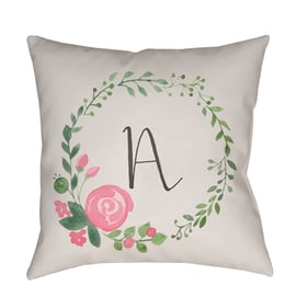 Livabliss Initials II Light Grey Ivory Pale Slate A Accent Pillow Cover - 2...