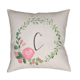 Livabliss Initials II Light Grey Ivory Pale Slate C Accent Pillow Cover - 2...