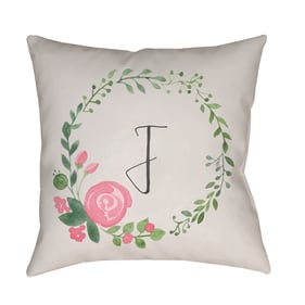 Livabliss Initials II Light Grey Ivory Pale Slate J Accent Pillow Cover - 1...