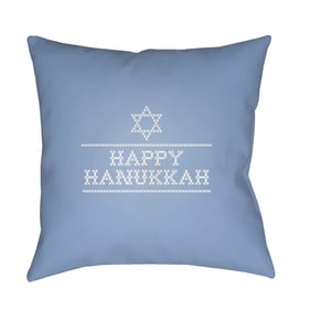 Livabliss Happy Hannukah II Pewter Metallic Silver Off White Slate Blue Acc...