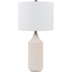 Livabliss Jessore White Metallic Nickel Accent Table Lamp