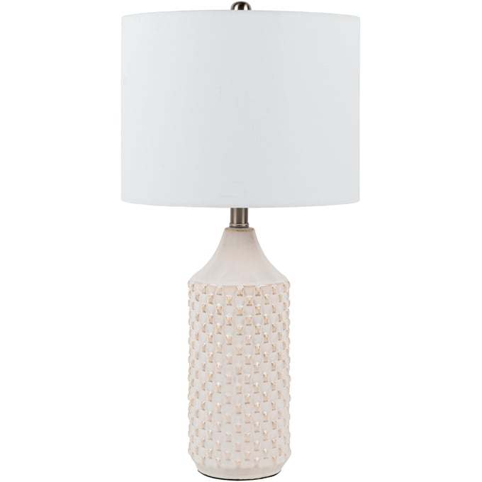 Livabliss Jessore White Metallic Nickel Accent Table Lamp JSE-001