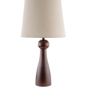 Livabliss Jatoba Dark Brown Beige White Metallic Nickel Accent Table Lamp