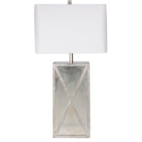 Livabliss Jaxon White Metallic Silver Accent Table Lamp