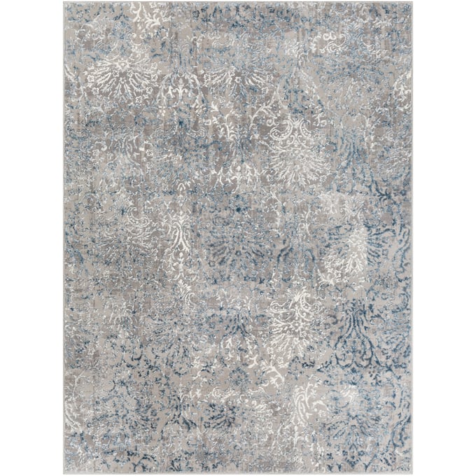 Livabliss Katmandu Navy Denim Charcoal Gray Ivory Machine Woven Rug - 114x79 KAT2303-6796