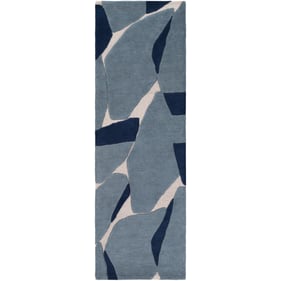 Livabliss Kennedy Blue Navy Light Slate Handmade Rug - 96x30