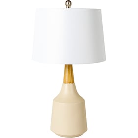 Livabliss Kent Cream Brown White Metallic Nickel Accent Table Lamp