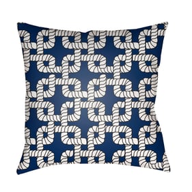 Livabliss Rope II Light Silver Marine Blue Ink Accent Pillow Cover - 18x18