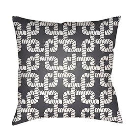 Livabliss Rope II Light Silver Steel Grey Black Accent Pillow Cover - 18x18