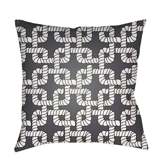 Livabliss Rope II Light Silver Steel Grey Black Accent Pillow Cover - 18x18 LAKE008-1818