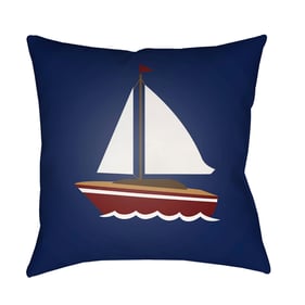 Livabliss Sail Onyx Off White Marine Blue Ink Accent Pillow Cover - 18x18