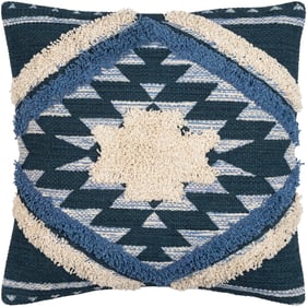 Livabliss Lachlan Dark Blue Cream Down Accent Pillow - 22x22