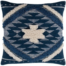 Livabliss Lachlan Dark Blue Cream Accent Pillow Cover - 20x20