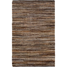 Livabliss Log Cabin Dark Brown Medium Gray Tan Handmade Rug - 90x60