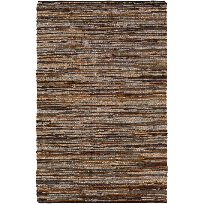 Livabliss Log Cabin Dark Brown Medium Gray Tan Handmade Rug - 90x60 LGC1000-576