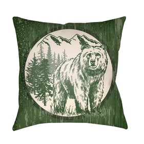 Livabliss Lodge Cabin Dark Green Beige Pillow Cover - 16x16