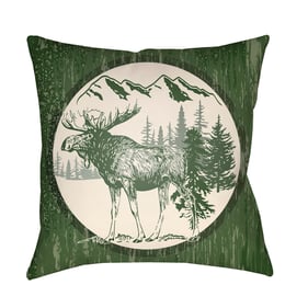 Livabliss Lodge Cabin Beige Dark Green Pillow Cover - 16x16