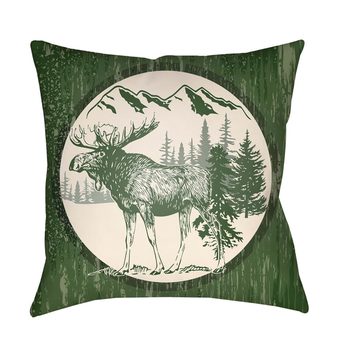 Livabliss Lodge Cabin Beige Dark Green Pillow Cover - 16x16 LGCB2019-1616