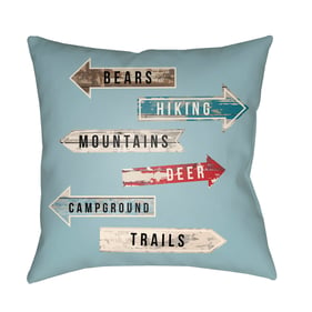 Livabliss Lodge Cabin Sky Blue Beige Teal Accent Pillow Cover - 16x16