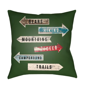 Livabliss Lodge Cabin Dark Green Beige Teal Accent Pillow Cover - 18x18