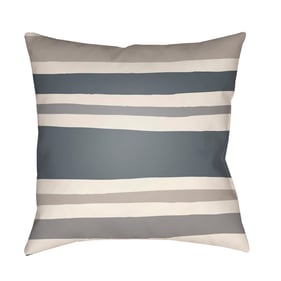 Livabliss Littles Light Gray Ivory Dark Blue Accent Pillow Cover - 18x18