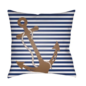 Livabliss Anchor Light Silver Marine Blue Accent Pillow Cover - 18x18